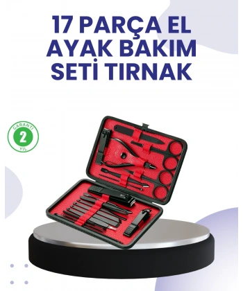 Taşınabilir Deri Kutulu 17 Parça Manikür Seti