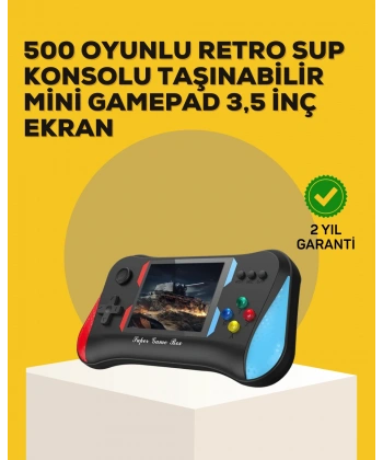 Taşınabilir El Konsolu 500 Oyunlu – Geniş Ekran ve Uzun Pil Ömrü