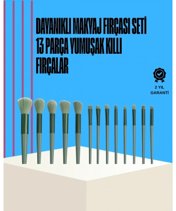 Taşınabilir Ergonomik Yapılı 13 Adet Fiber Kıllı Yüz ve Göz Makyaj Fırçası Seti