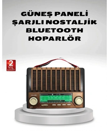 Taşınabilir Hoparlör Güneş Panelli Bluetooth USB SD FM AM SW Radyo