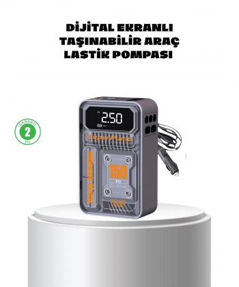 Taşınabilir Kablosuz Hava Pompası – 150 PSI Güçlü Basınç ve 6000mAh Şarjlı