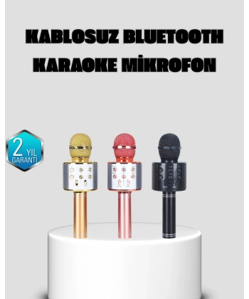 Taşınabilir Karaoke Mikrofon – Bluetooth, USB ve AUX Girişli