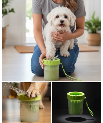 Taşınabilir Köpek Ayak Temizleme Aparatı Silikon Fırçalı