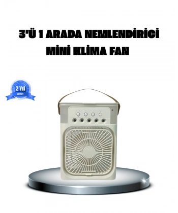 Taşınabilir Mini Klima Fan 3’ü 1 Arada Soğutucu, Nemlendirici ve Gece Lambası