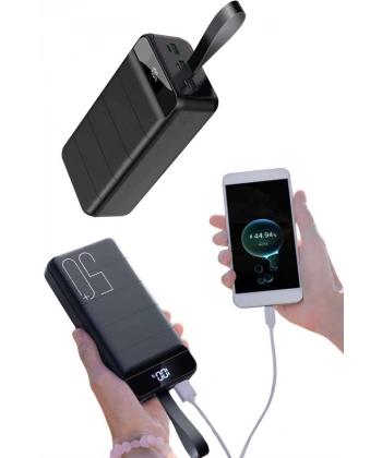 Taşınabilir Powerbank 50.000 mAh 4 Girişli Hızlı Şarj Led Göstergeli Fenerli Şarj