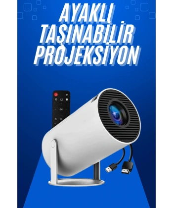 Taşınabilir Projeksiyon Ayaklı Projektör Android Uyumlu HDMI Girişli