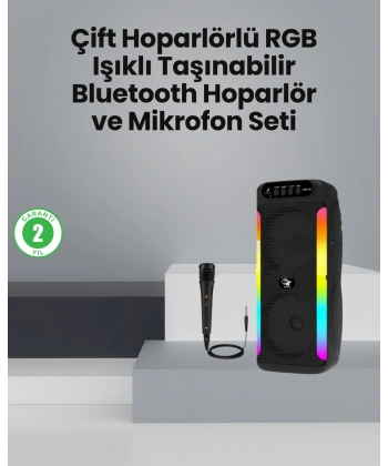 Taşınabilir Şarjlı Hoparlör USB, SD Kart, AUX Girişli