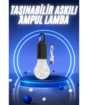 Taşınabilir Şarjlı Led Ampul Askılı Lamba Kamp Bahçe Lambası