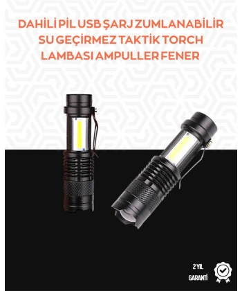 Taşınabilir Şarjlı LED Fener - 4 Modlu, 2000LM, Ayarlanabilir Odak