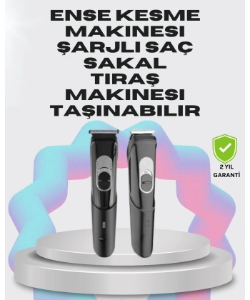 Taşınabilir Şarjlı Saç Sakal Tıraş Makinesi – 3 Taraklı, Sessiz ve Ergonomik