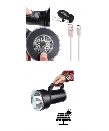 Taşınabilir Solar Şarjlı LED Fener Powerbank Özellikli Kamp ve Acil Durum İçin Süper Parlak Işık