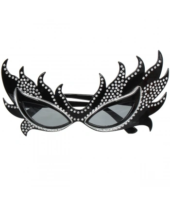 Taşlı Göz Kamaştıran Gecenin Yıldızı Siyah Parti Alev Gözlük