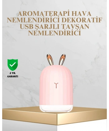 Tavşan Kulak Tasarımlı 200 ml USB Aroma Difüzör ve Hava Nemlendirici