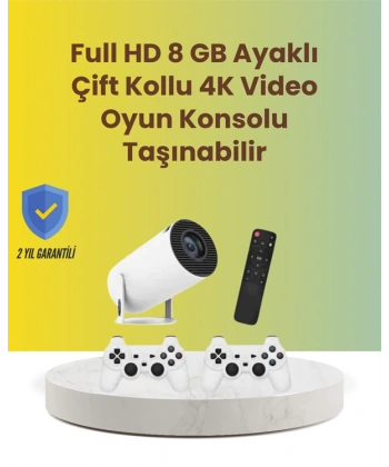 TÇift Kollu Tasarımlı Kablosuz Projeksiyon – 4K, 10.000 Oyun ve Smart App Desteği