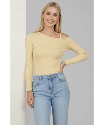 Tek Omuz İpli Bluz Sarı T4328