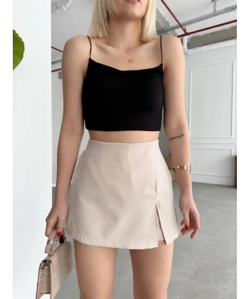 Tek yırtmajlı şort etek