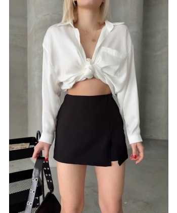 Tek yırtmajlı şort etek