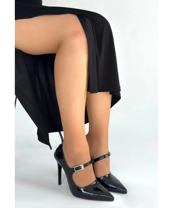 Tiej Siyah Rugan Stiletto Ayakkabı