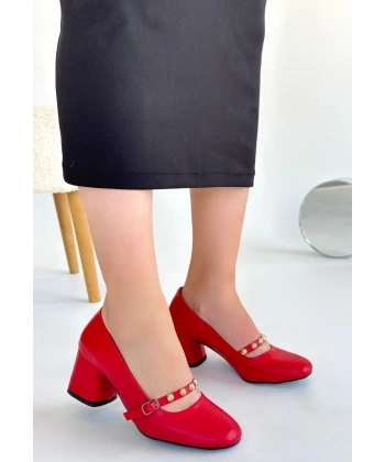 Tino Kırmızı Cilt Topuklu Ayakkabı