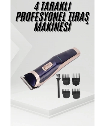 Tıraş Makinesi 4 Başlıklı Paslanmaz Çelik Bıçaklı Tüm Saç Tiplerine Uygun