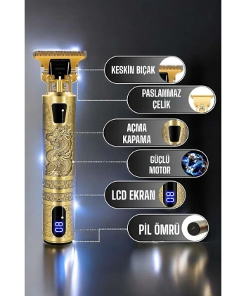 Tıraş Makinesi Şarjlı Profesyonel Saç Kesme Makinesi Gold Çizik Tıraş