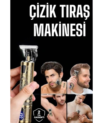 Tıraş Makinesi Şarjlı Profesyonel Saç Kesme Makinesi Gold Çizik Tıraş
