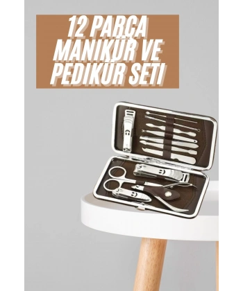 Tırnak Bakım Seti Tırnak Düzeltme Batık 12 Parça Çanta Tipi Manikür Pedikür