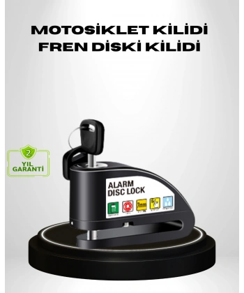 Titreşim Sensörlü Alarmlı Motosiklet Disk Kilidi 14mm Çelik Çift Kilitleme