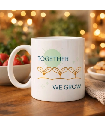 Together We Grow Tasarımlı Porselen Kupa Model 38 – Sevgi Temalı Özel Hediye Kupası