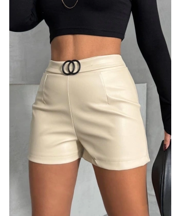 Tokalı deri şort h24444