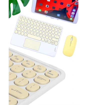 Touchpad Tüm Cihazlara Uyumlu Bluetooth Klavye Touchpad Slim Kablosuz Wifi Q Klavye
