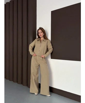 Trenç takım alt üst haki ons