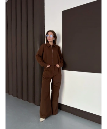 Trenç takım alt üst kahve ons