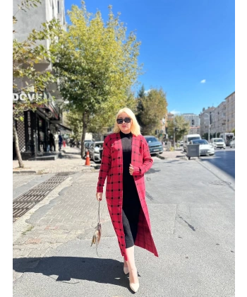 Triko Hırka elbise ikili takım kırmızıSiyah