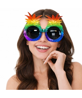 Tropikal Ananas Tasarımlı Renkli Hawaii Parti Gözlüğü