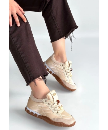 Tues Bej Nubuk Bağcıklı Spor Ayakkabı