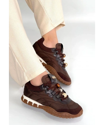 Tues Kahverengi Nubuk Bağcıklı Spor Ayakkabı