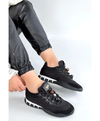 Tues Siyah Nubuk Bağcıklı Spor Ayakkabı