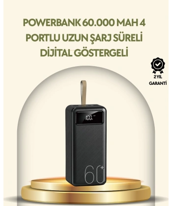 Tüm Cihazlarla Uyumlu LED Fenerli 4 Çıkışlı Powerbank