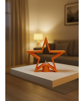 Turuncu Yıldız Mumluk Loş Işık Salon Dekoru