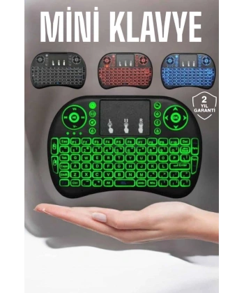 TV Uyumlu Mini Klavye Q Klavye Işıklı Tüm Cihazlara Uyumlu