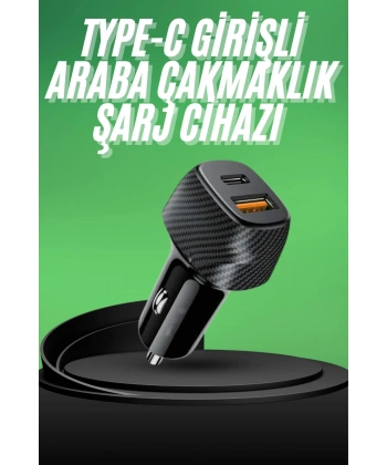 Type-C Girişli Araba Çakmaklık Şarj Cihazı 38W Oto Çakmaklık