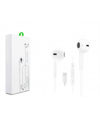 Type-C Mikrofonlu Kablolu Kulaklık - Ses Kontrol Tuşlu Beyaz (Tüm Type-C Cihazlarla Uyumlu)