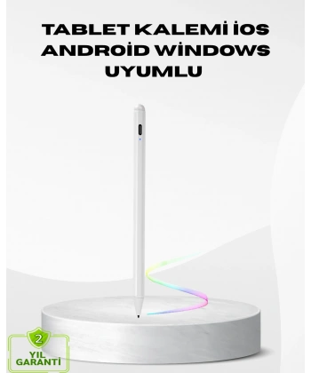 Type-C Şarjlı Dokunmatik Kalem – iPad, iPhone ve Android Uyumlu, Sessiz Çalışan