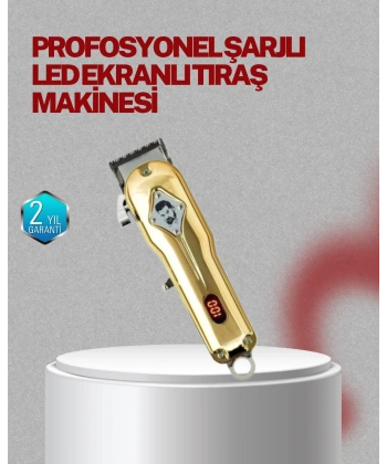 Type-C Şarjlı LCD Ekranlı Profesyonel Saç Sakal Tıraş Makinesi