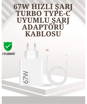Type-C Uyumlu 67W Turbo Hızlı Şarj Aleti Akıllı Koruma Sistemli