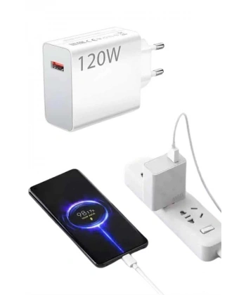 Type C Yüksek Hızlı Şarj Aleti Beyaz 120W Ultra Uzun Ömürlü