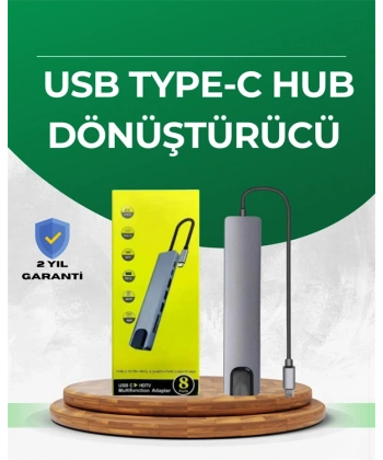 Type‑C Dönüştürücü – 2×USB3.0, SD/MS, 4K HDMI & RJ45 ile Profesyonel Kullanım