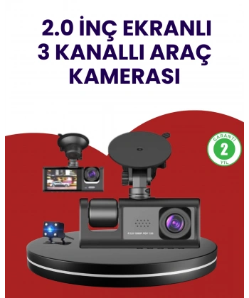Üç Kameralı Araç Kamerası | Full HD 1080P Ön + HD İç/Arka
