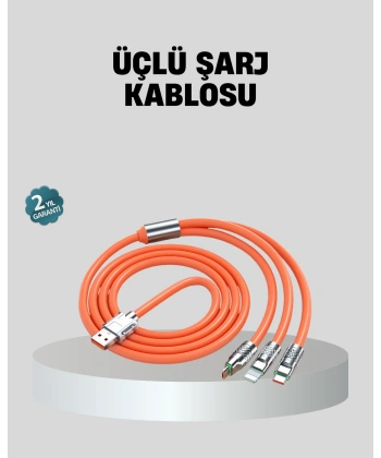 ÜÇLÜ Şarj Kablosu – Yüksek Hızlı, Dayanıklı ve Uzun Ömürlü